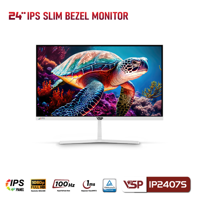 Màn hình VSP IP2407S - 24 inch - FHD / IPS / 100Hz / 1ms - WHITE